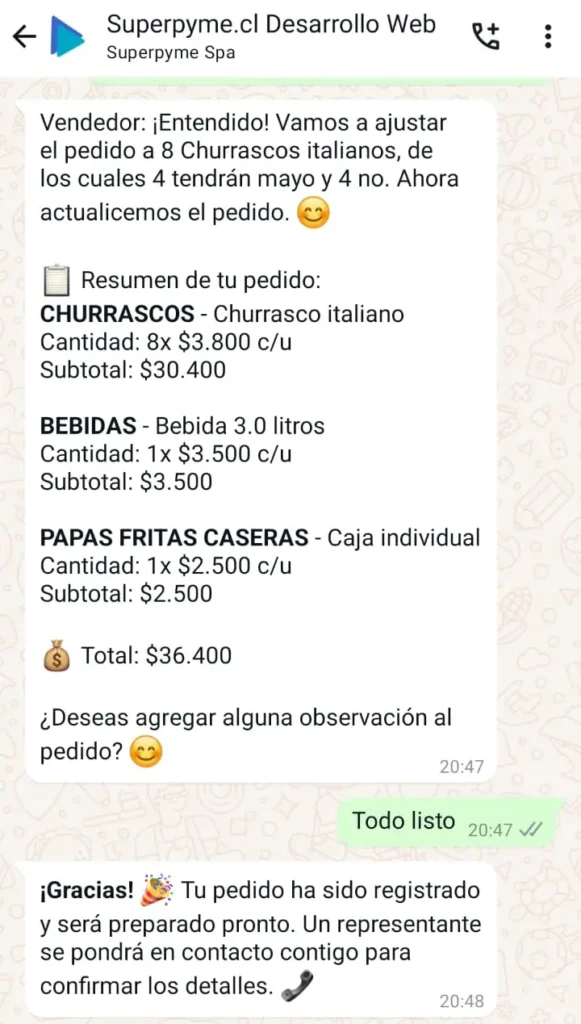 WhatsApp bot para ventas