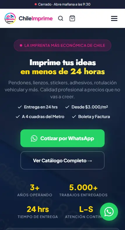Chileimprime.cl version movil