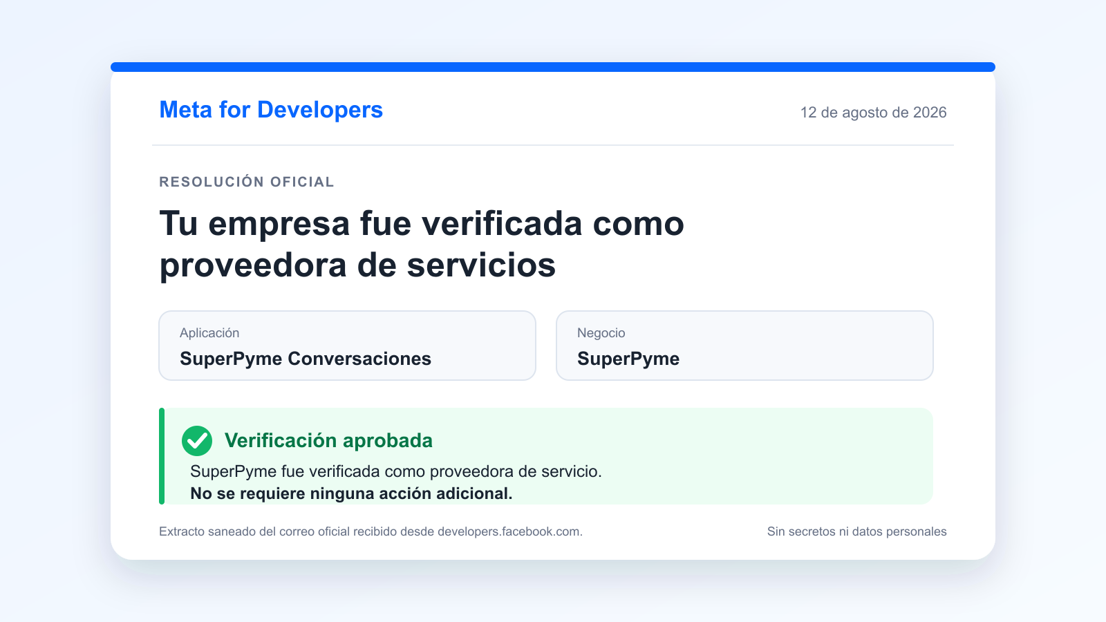 Resolución de Meta que aprueba a SuperPyme como proveedor tecnológico