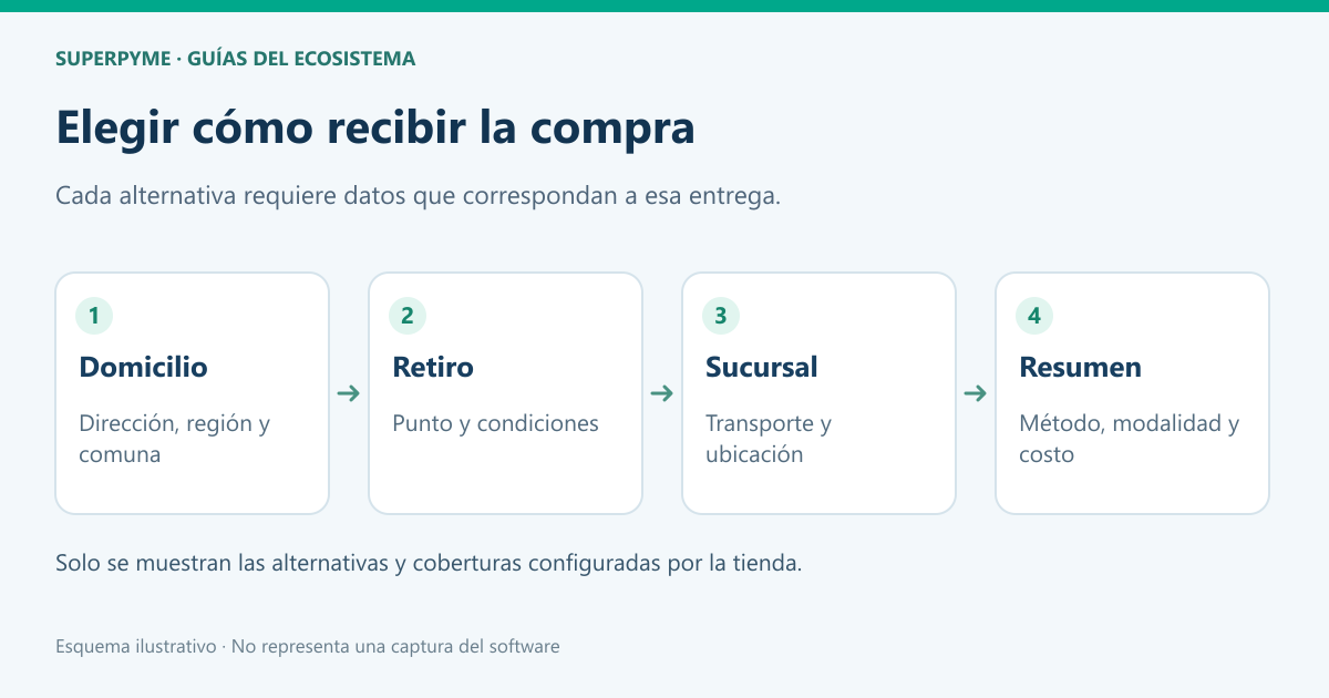 Domicilio, retiro, sucursal y resumen