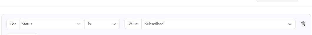 Filtro del CRM con estado Subscribed